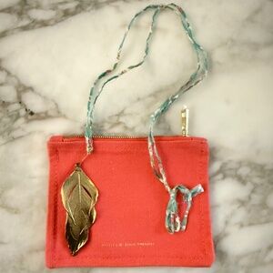 AURELIE BIDERMANN Gold Swan Leaf Pendant on Cotton Cord